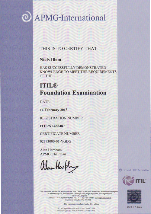 ITIL® 2011 Foundation Certificaat